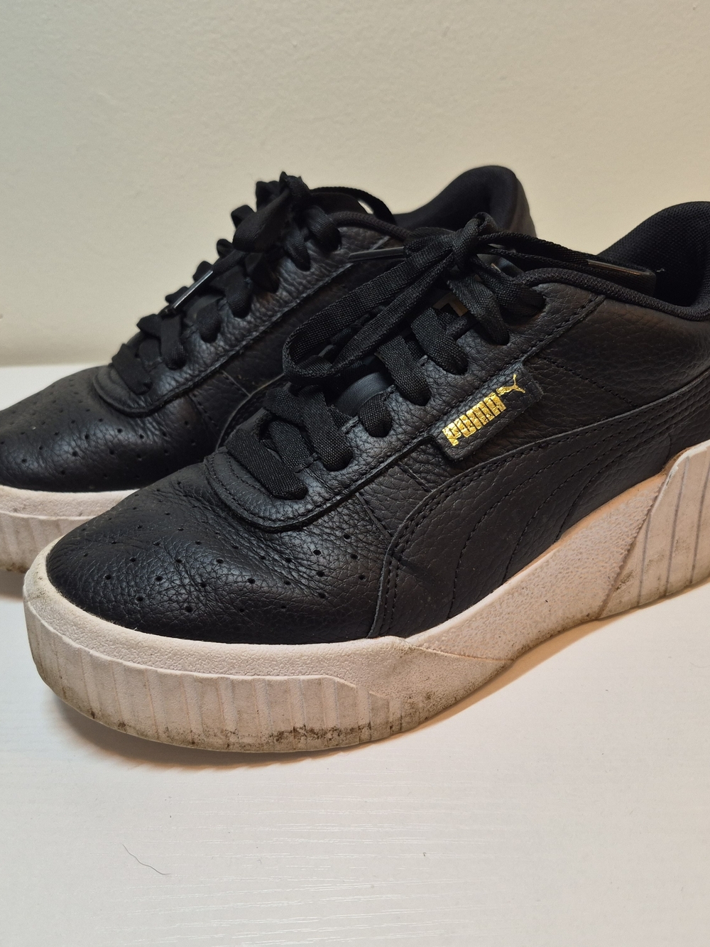 PUMA Women’s Black Leather Platform Sneakers